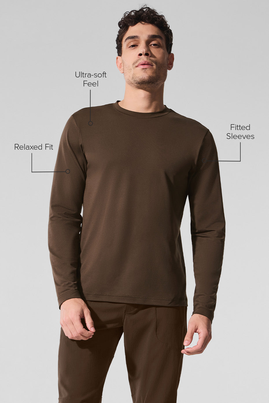 Alo Yoga Conquer Reform Crewneck Long Sleeve - Espresso
