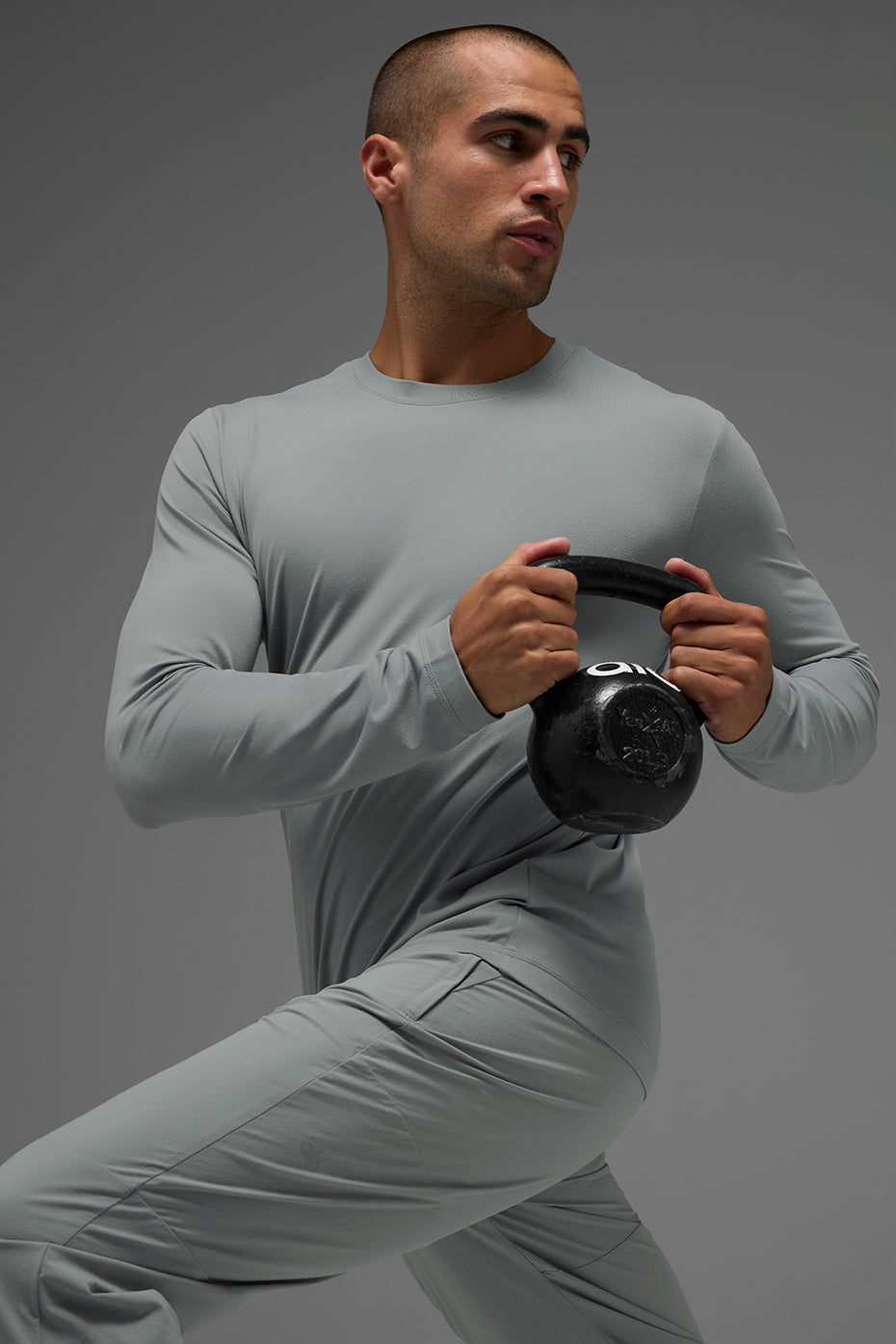 Alo Yoga Conquer Reform Crewneck Long Sleeve - Lunar Grey