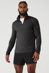 Alo Yoga Conquer 1/4 Zip Reform Long Sleeve - Dark Heather Grey