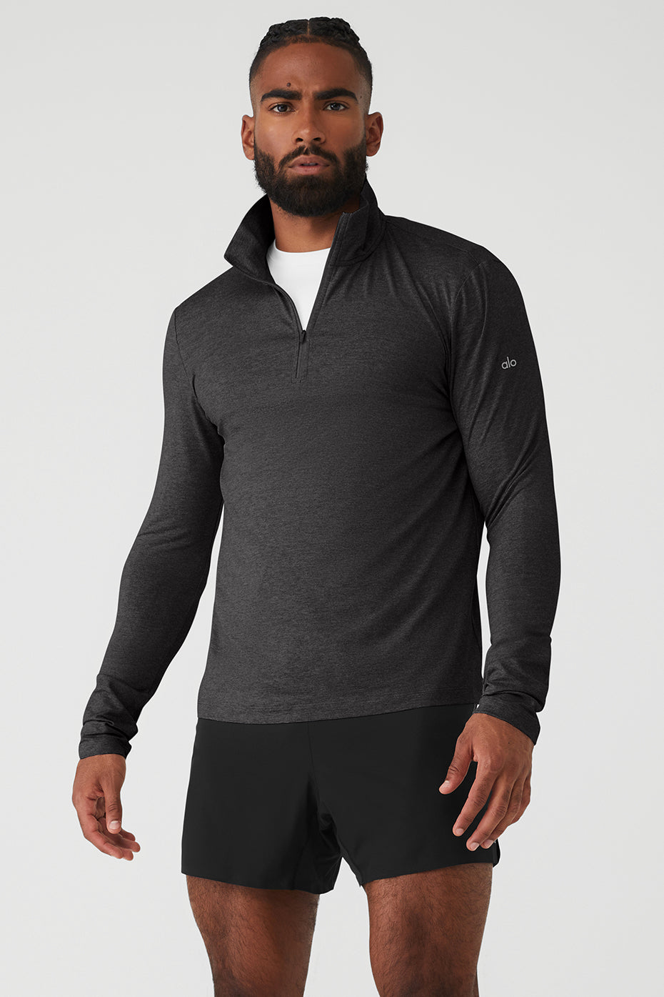 Alo Yoga Conquer 1/4 Zip Reform Long Sleeve - Dark Heather Grey