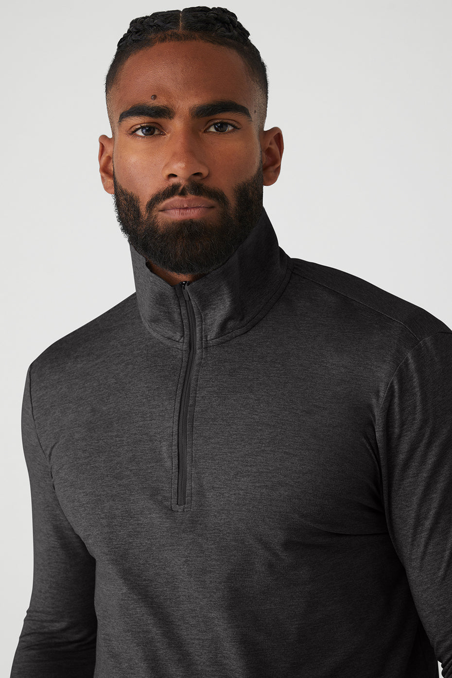 Alo Yoga Conquer 1/4 Zip Reform Long Sleeve - Dark Heather Grey