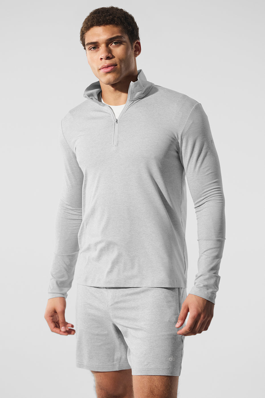 Alo Yoga Conquer 1/4 Zip Reform Long Sleeve - Athletic Heather Grey