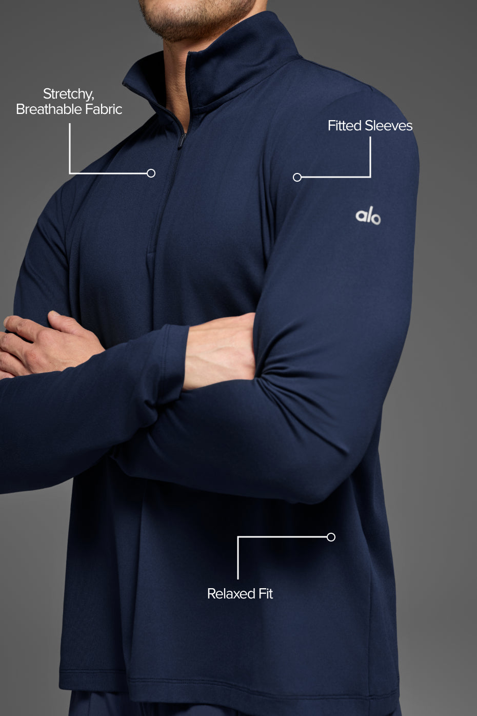 Alo Yoga Conquer 1/4 Zip Reform Long Sleeve - Navy