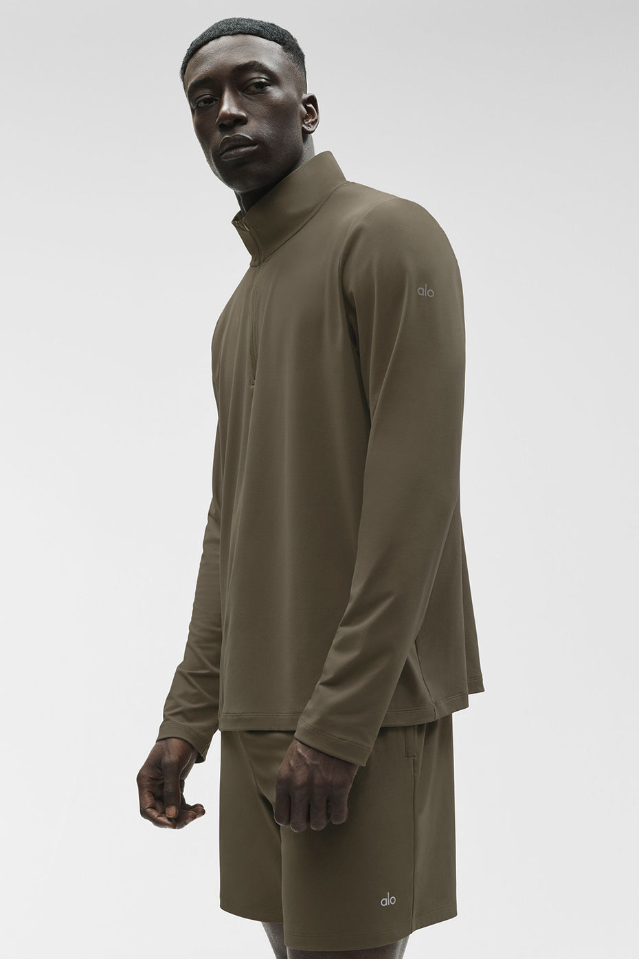 Alo Yoga Conquer 1/4 Zip Reform Long Sleeve - Olive Tree