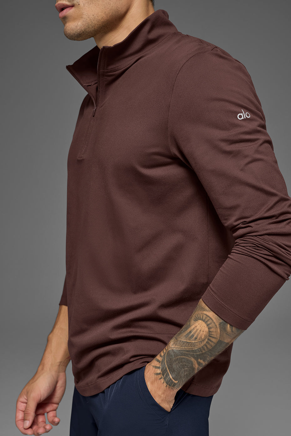 Alo Yoga Conquer 1/4 Zip Reform Long Sleeve - Brownstone