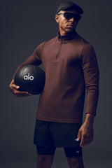 Alo Yoga Conquer 1/4 Zip Reform Long Sleeve - Brownstone