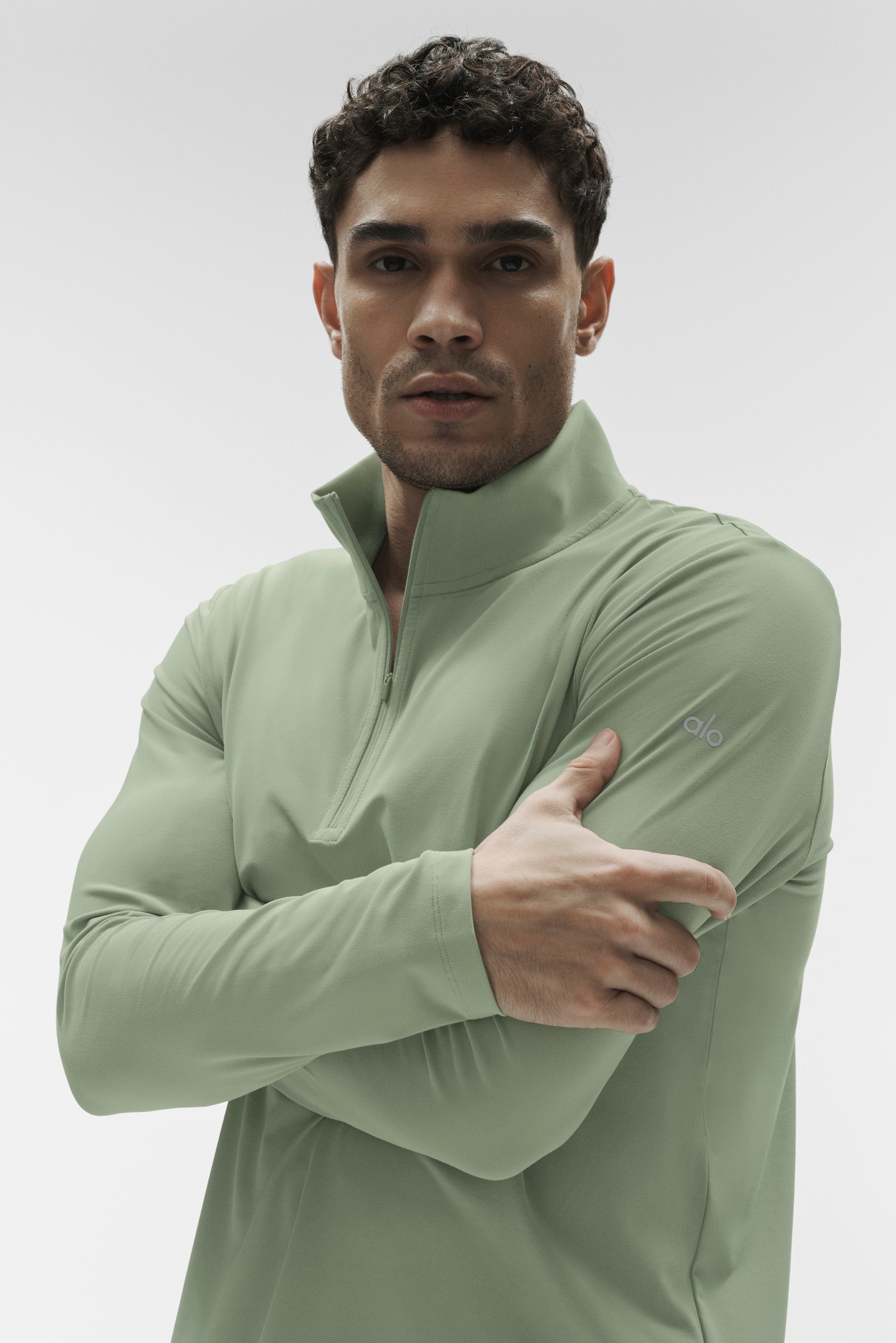 Alo Yoga Conquer 1/4 Zip Reform Long Sleeve - Dune Grass