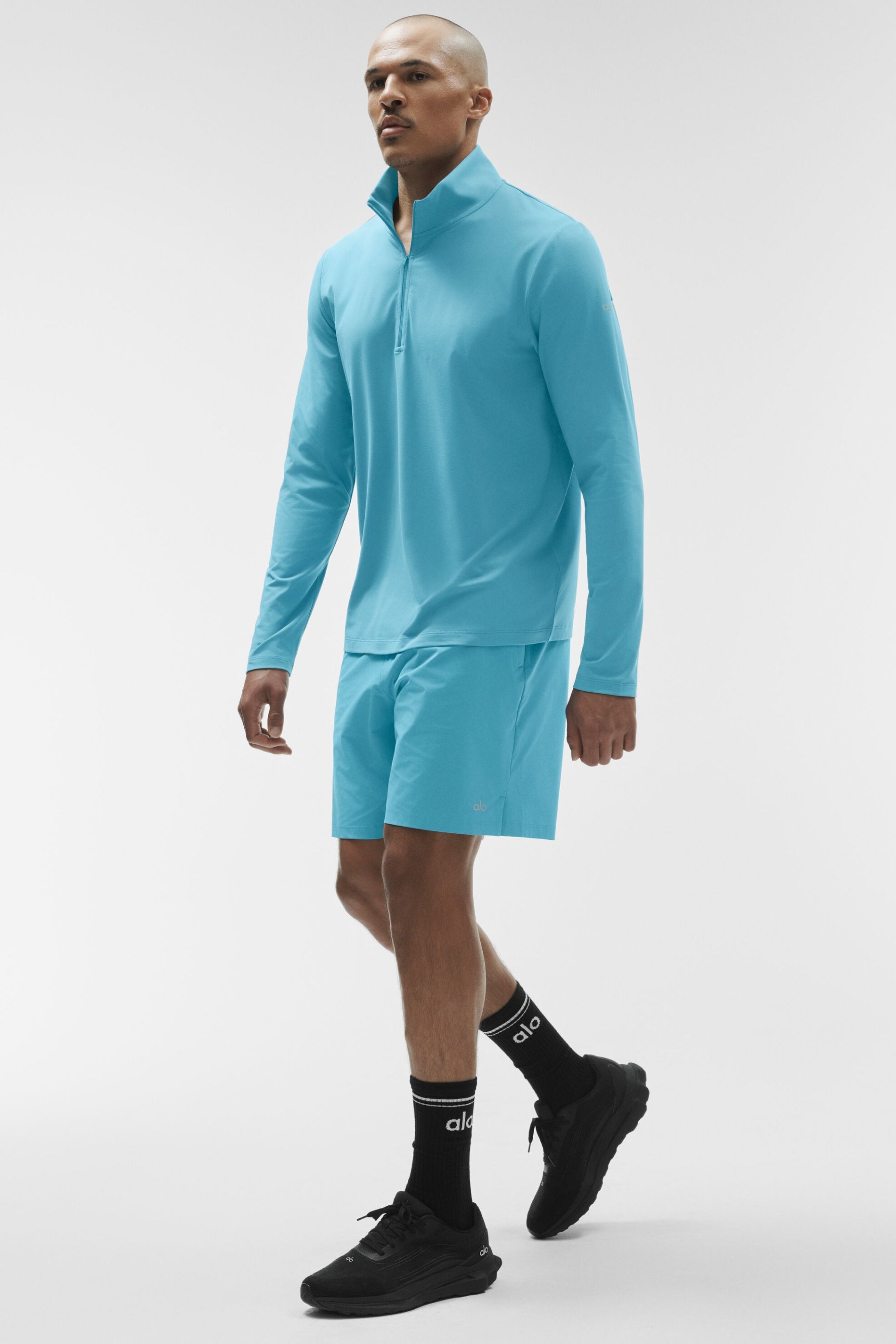 Alo Yoga Conquer 1/4 Zip Reform Long Sleeve - Blue Breeze