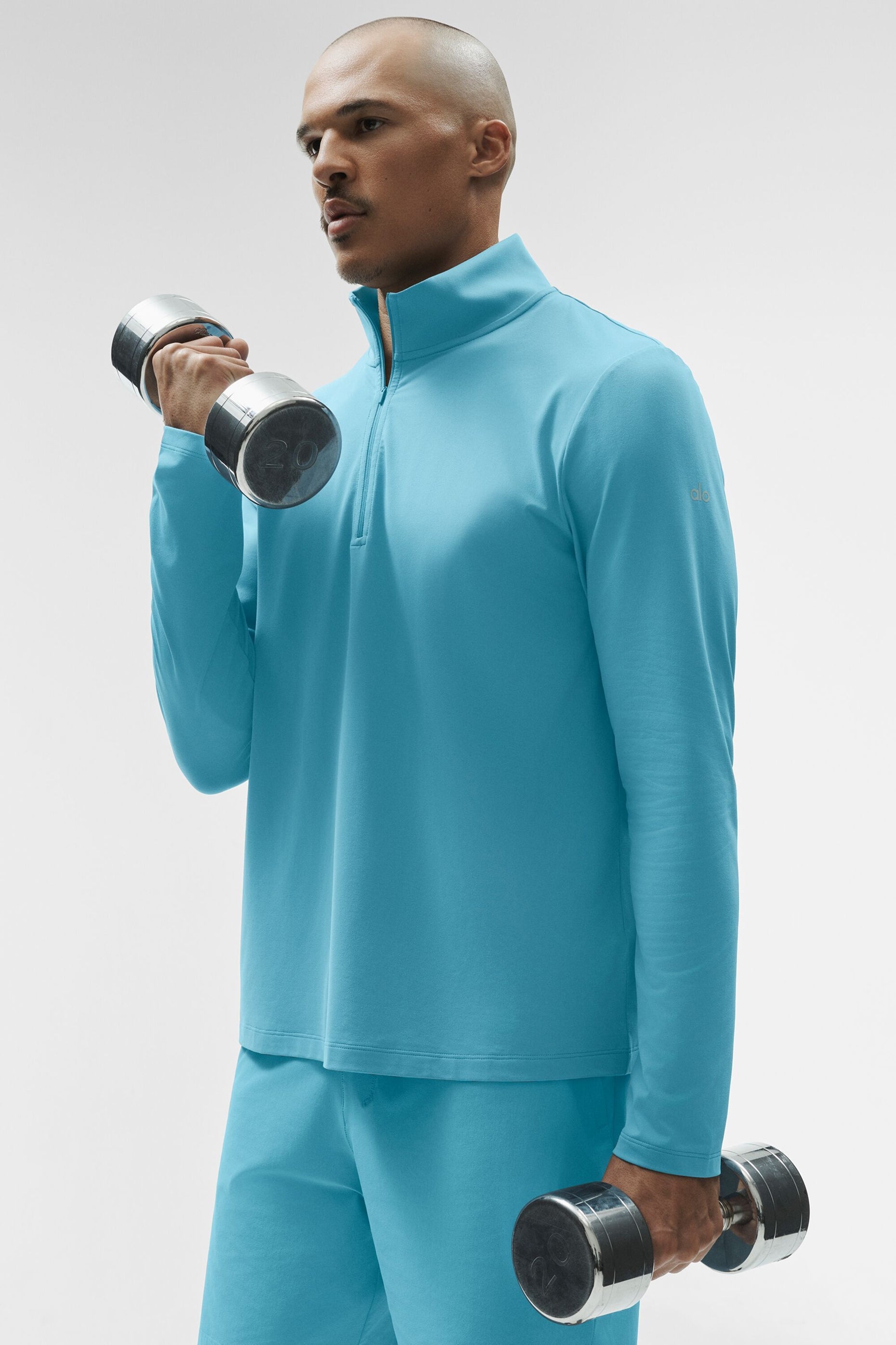 Alo Yoga Conquer 1/4 Zip Reform Long Sleeve - Blue Breeze