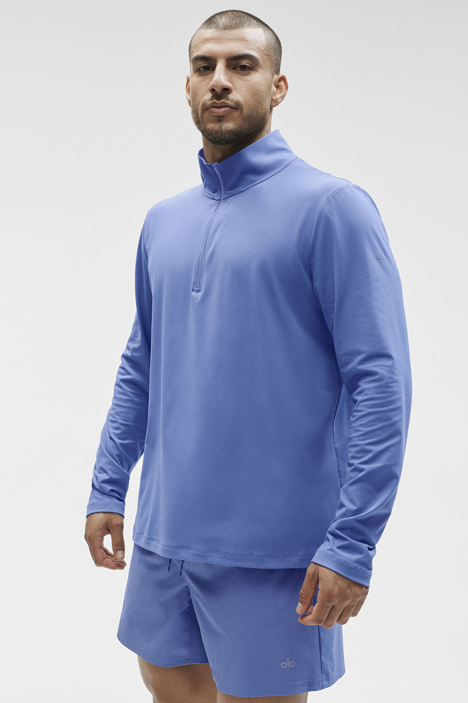 Alo Yoga Conquer 1/4 Zip Reform Long Sleeve - Provence Blue