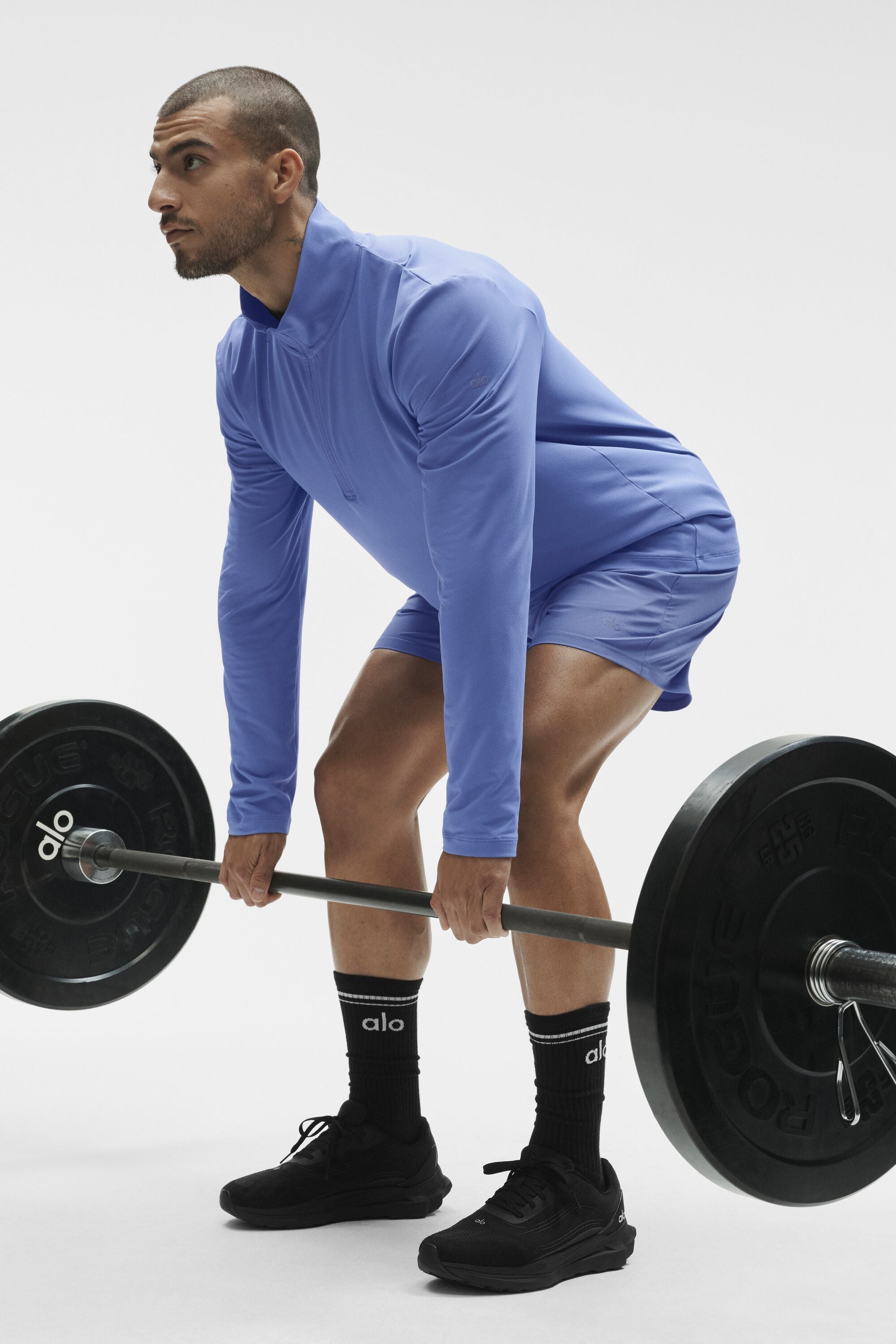 Alo Yoga Conquer 1/4 Zip Reform Long Sleeve - Provence Blue