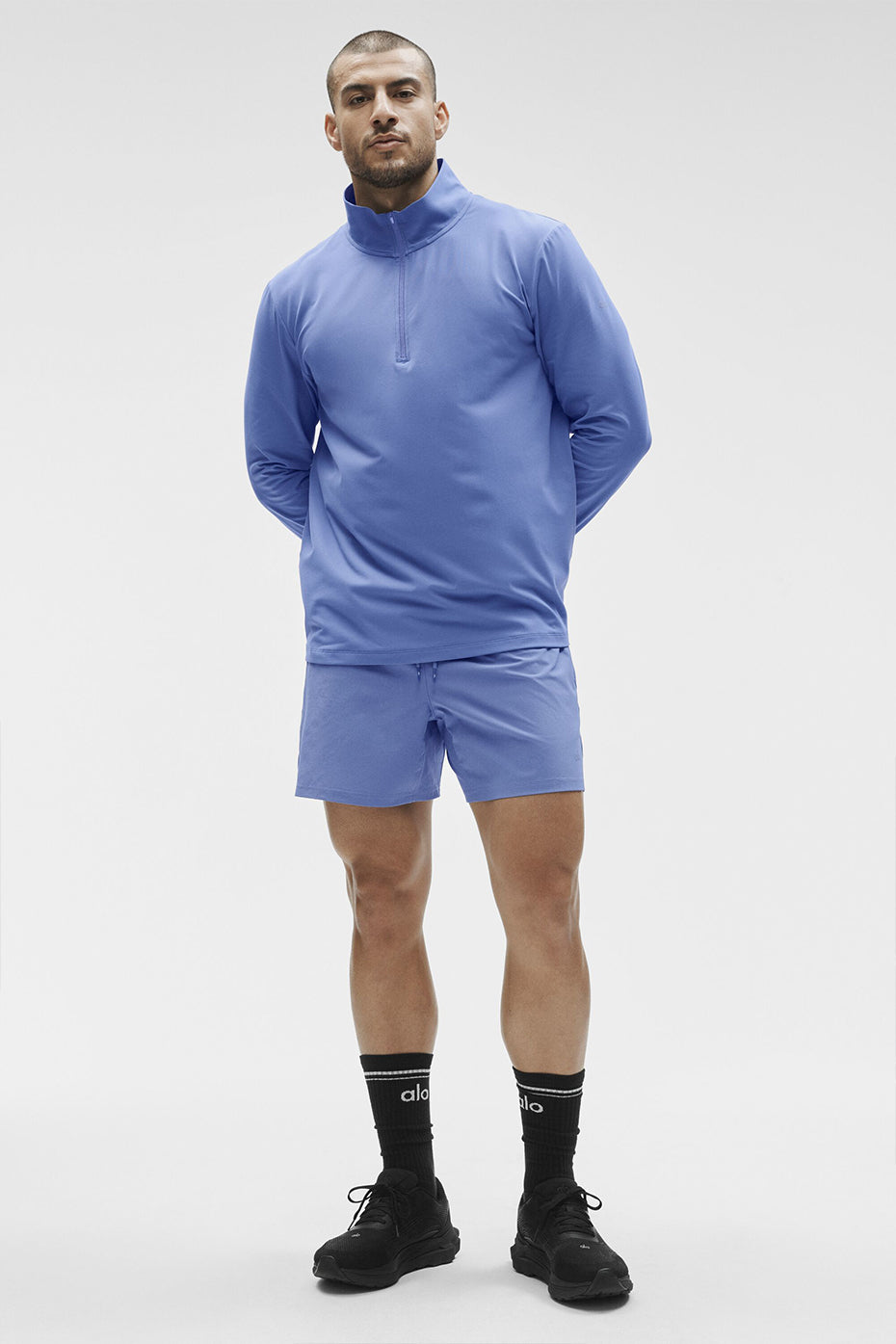 Alo Yoga Conquer 1/4 Zip Reform Long Sleeve - Provence Blue