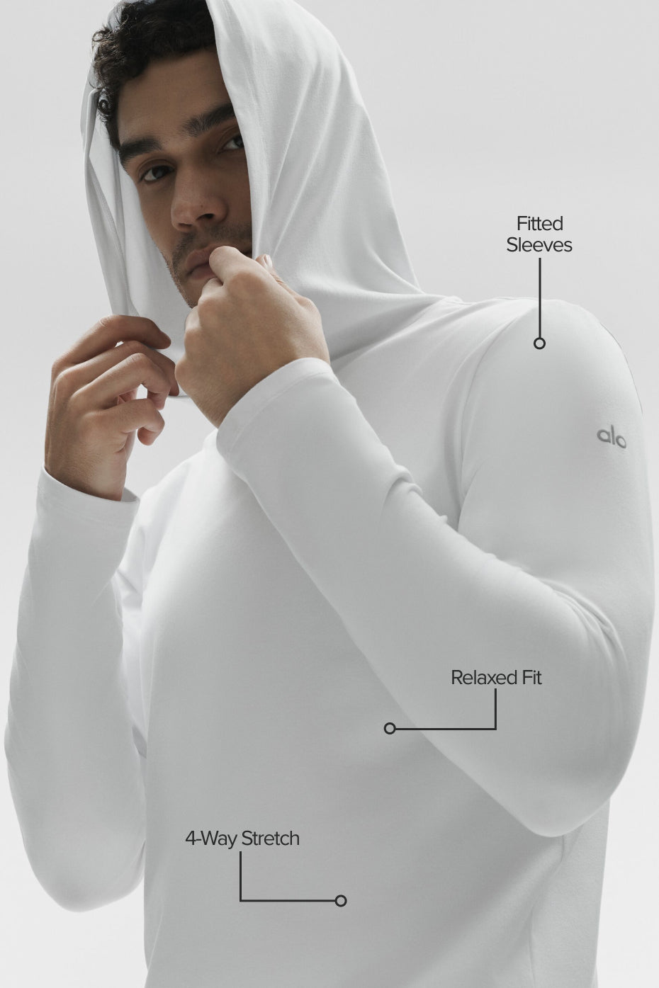 Alo Yoga Conquer Reform Long Sleeve With Hood - White