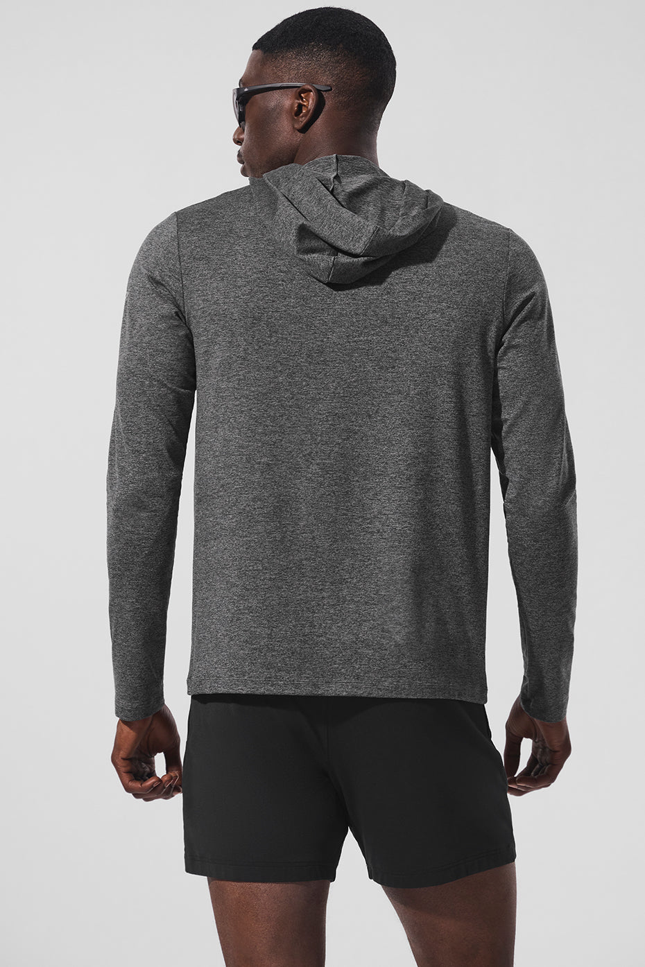 Alo Yoga Conquer Reform Long Sleeve With Hood - Dark Heather Grey