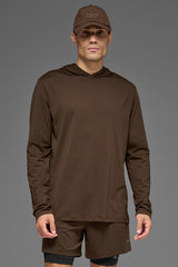 Alo Yoga Conquer Reform Long Sleeve With Hood - Espresso