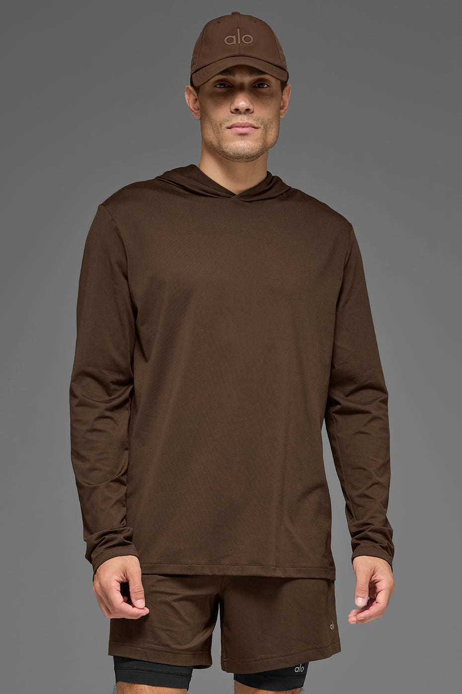 Alo Yoga Conquer Reform Long Sleeve With Hood - Espresso