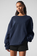 Alo Yoga Chill Crew Neck Pullover - Navy