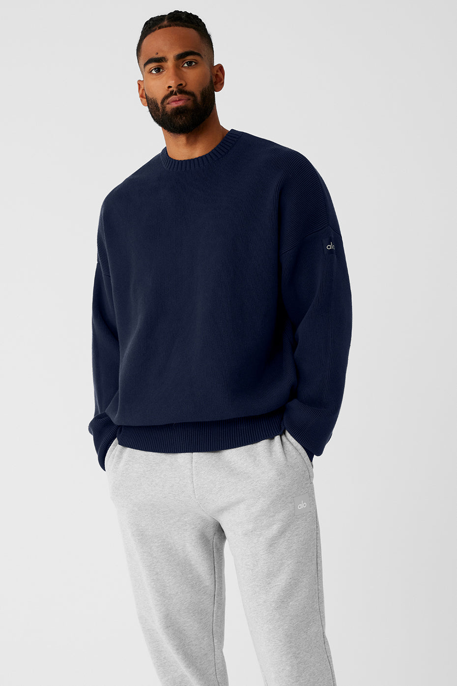 Alo Yoga Scholar Crew Neck Sweater - Navy