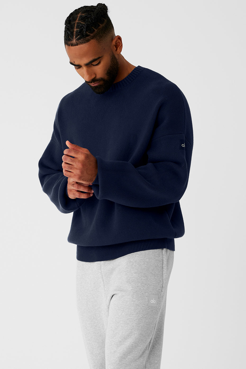 Alo Yoga Scholar Crew Neck Sweater - Navy