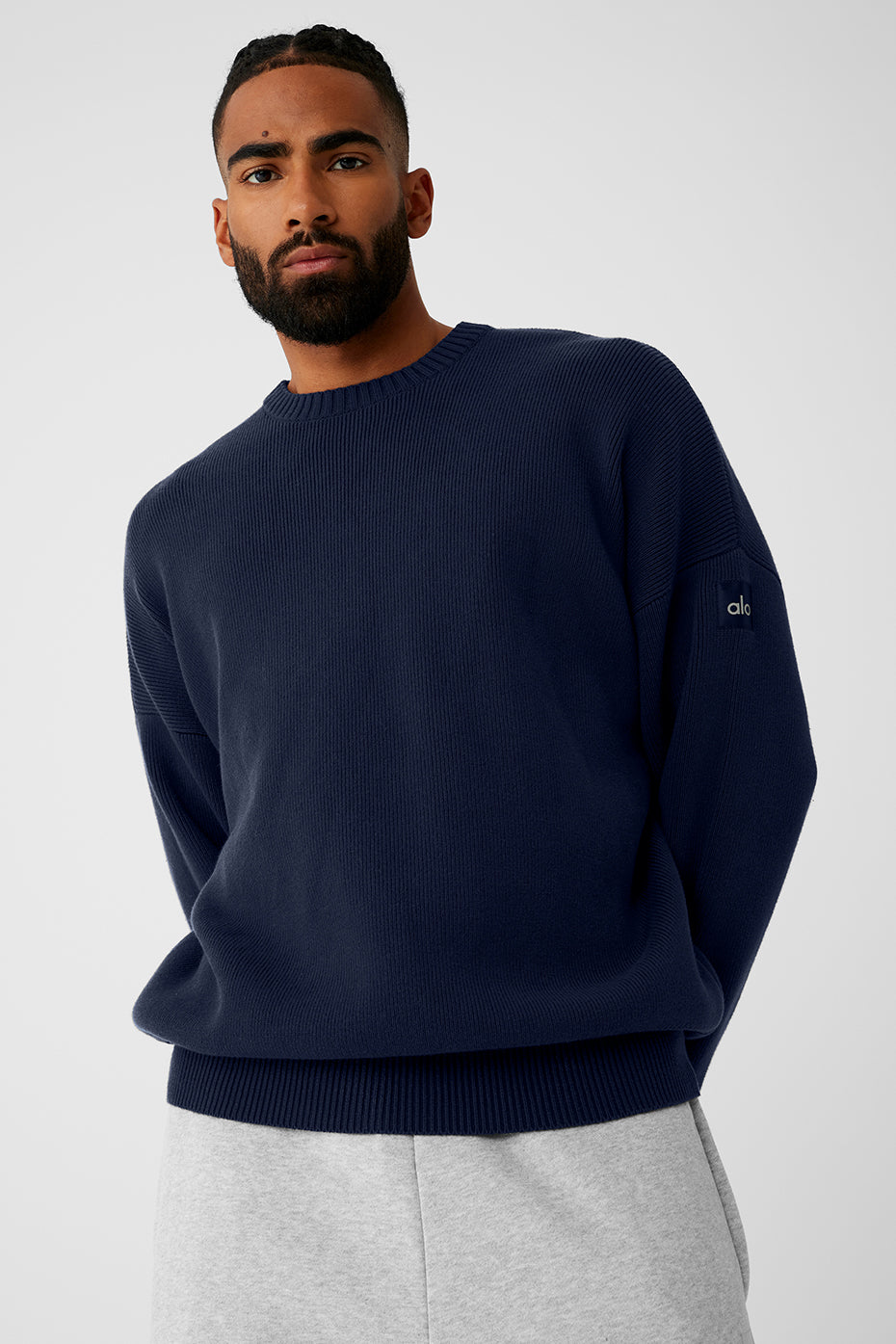 Alo Yoga Scholar Crew Neck Sweater - Navy