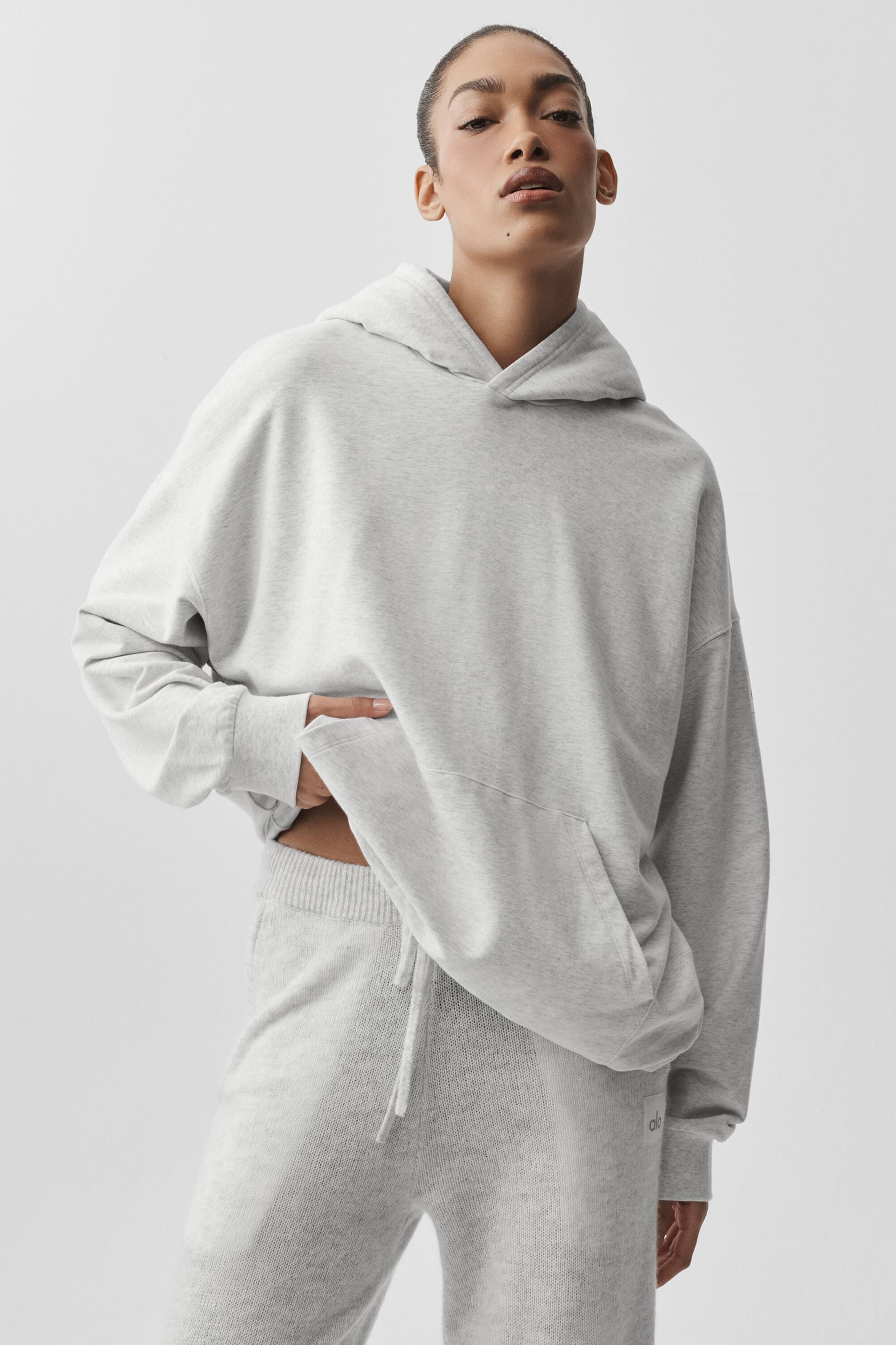 Alo Yoga Double Take Hoodie - White Heather