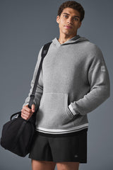 Alo Yoga Sports Club Sweater Knit Hoodie - Athletic Heather Grey