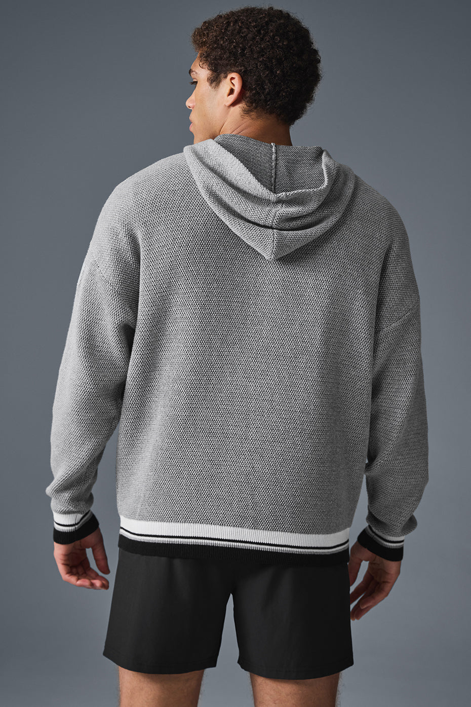 Alo Yoga Sports Club Sweater Knit Hoodie - Athletic Heather Grey