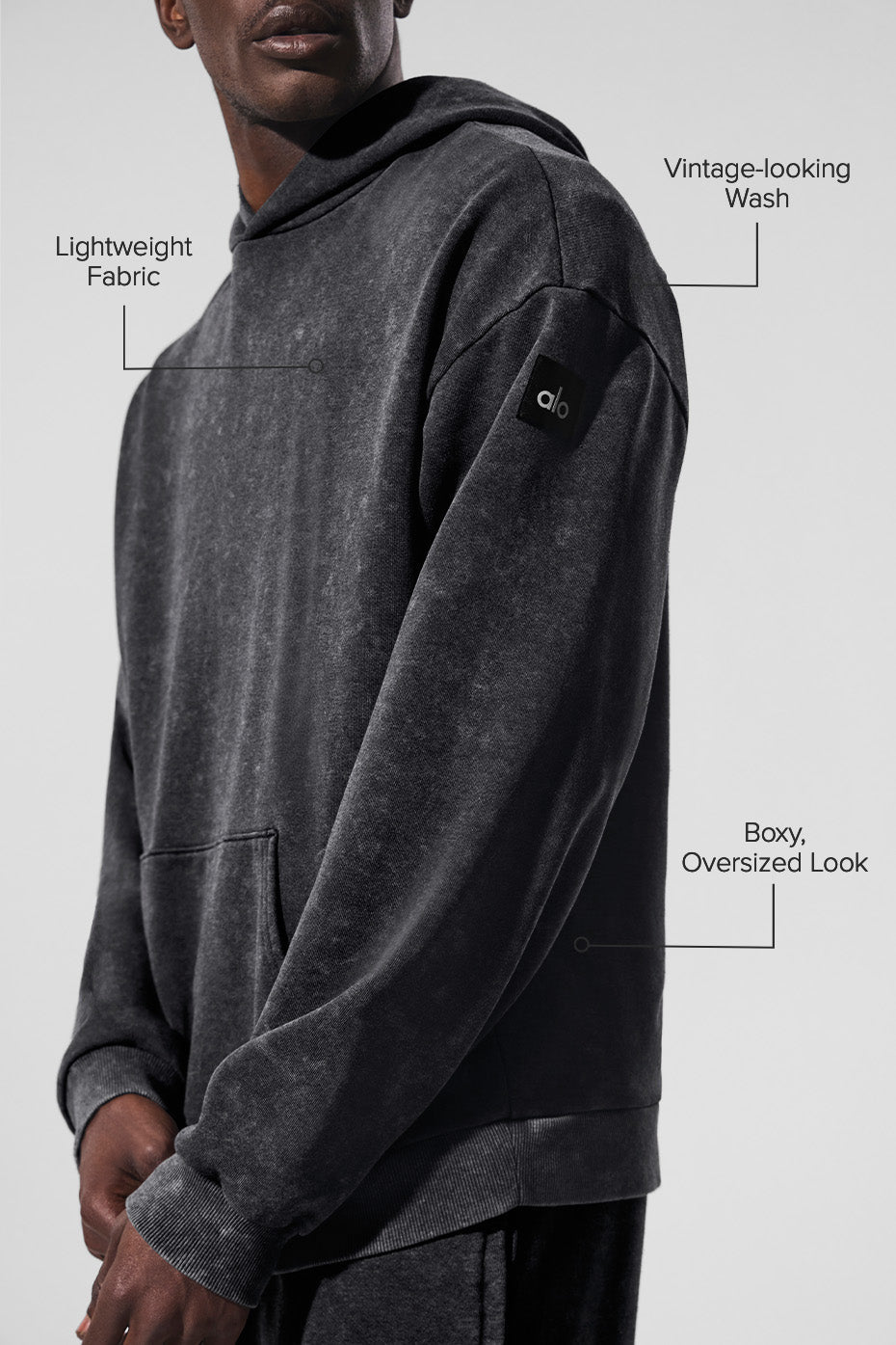 Alo Yoga Chill Vintage Wash Hoodie - Black Wash
