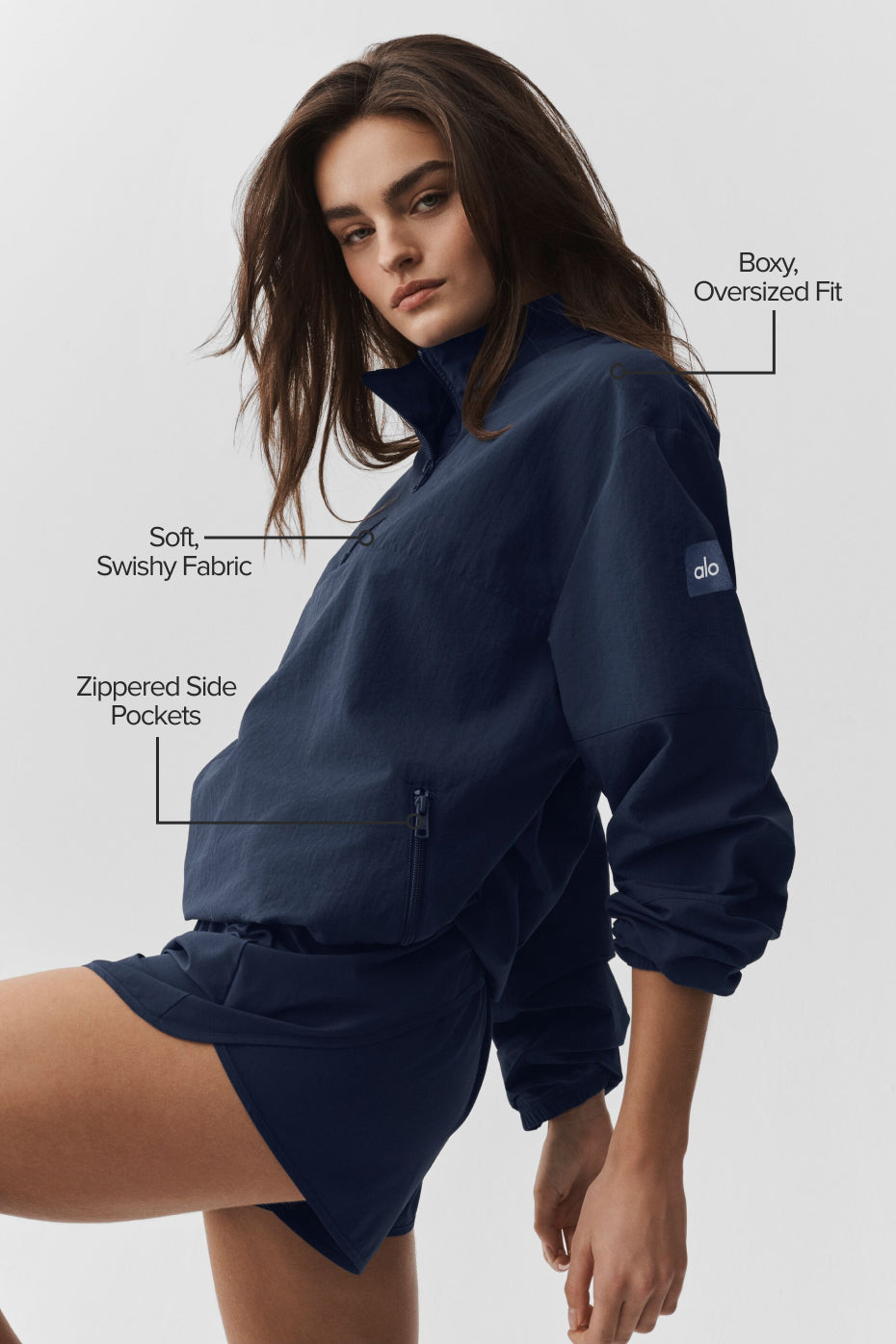 Alo Yoga Light Weight Takeaway Track Pullover - Navy
