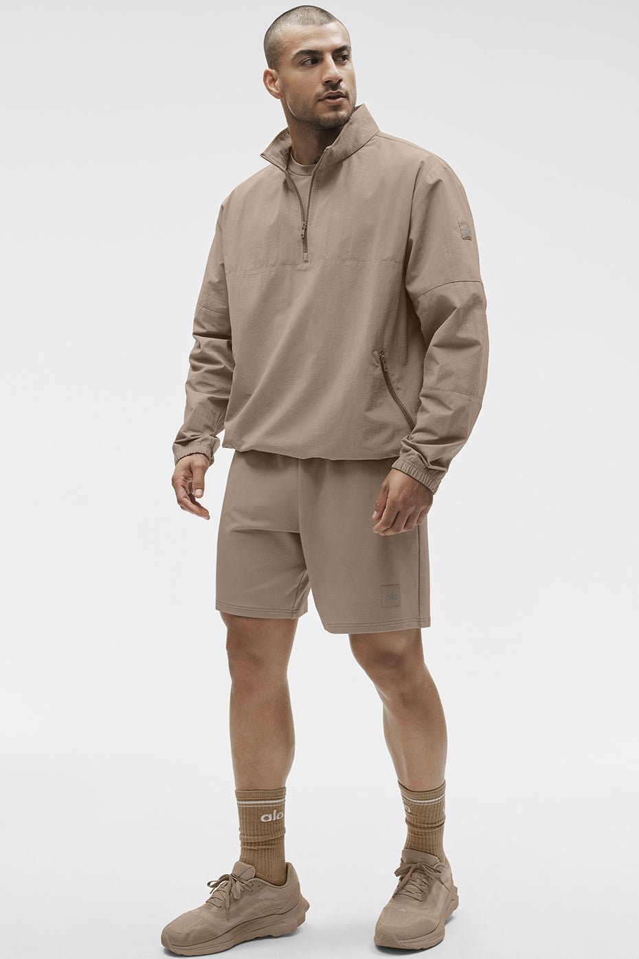 Alo Yoga Light Weight Takeaway Track Pullover - Gravel