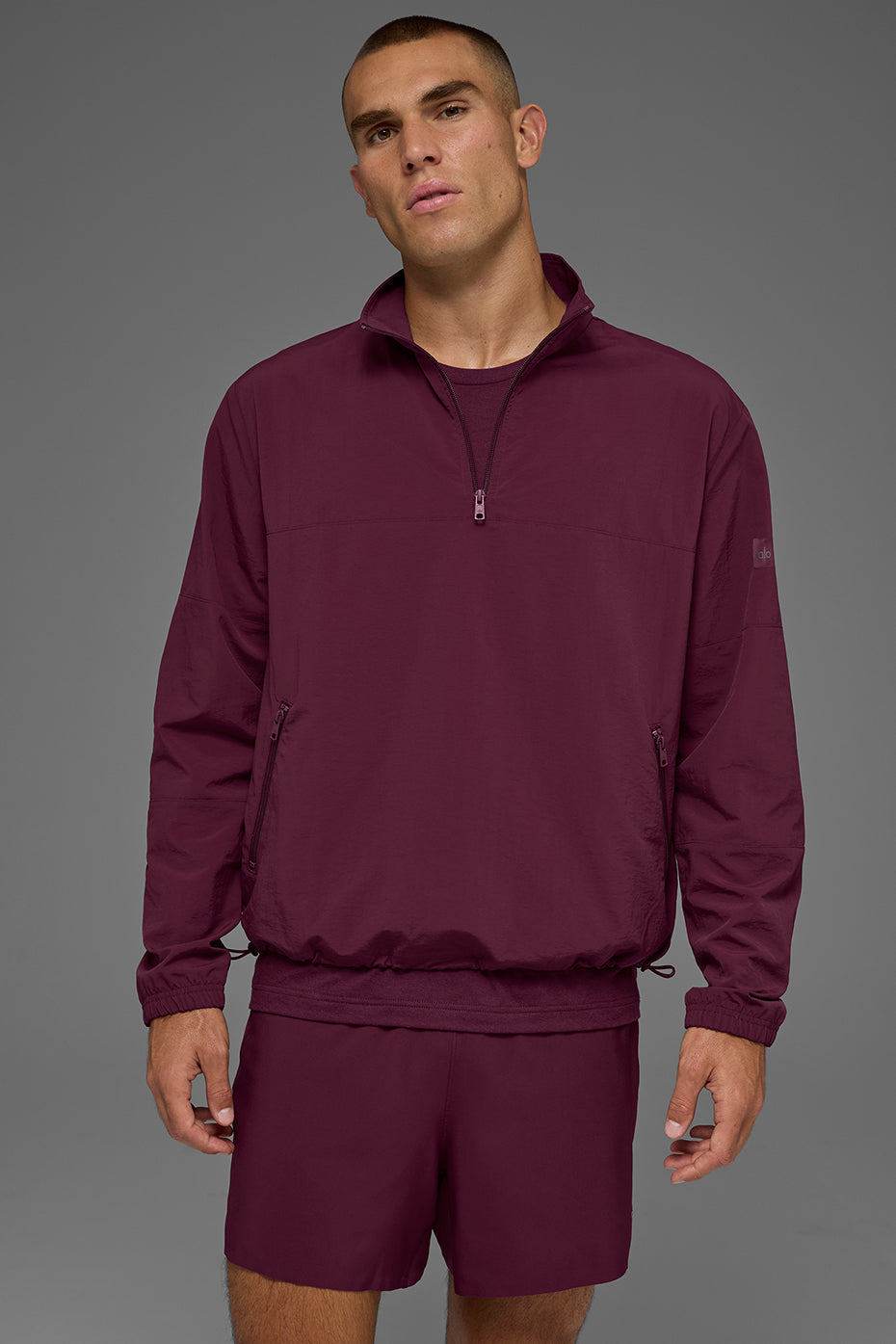 Alo Yoga Light Weight Takeaway Track Pullover - Burgundy