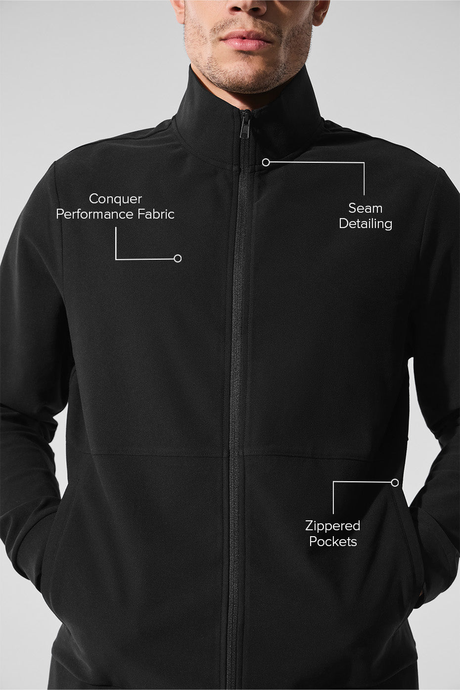 Alo Yoga Conquer Max Mock Neck Full Zip - Black