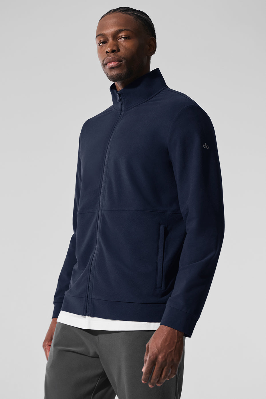 Alo Yoga Conquer Max Mock Neck Full Zip - Navy