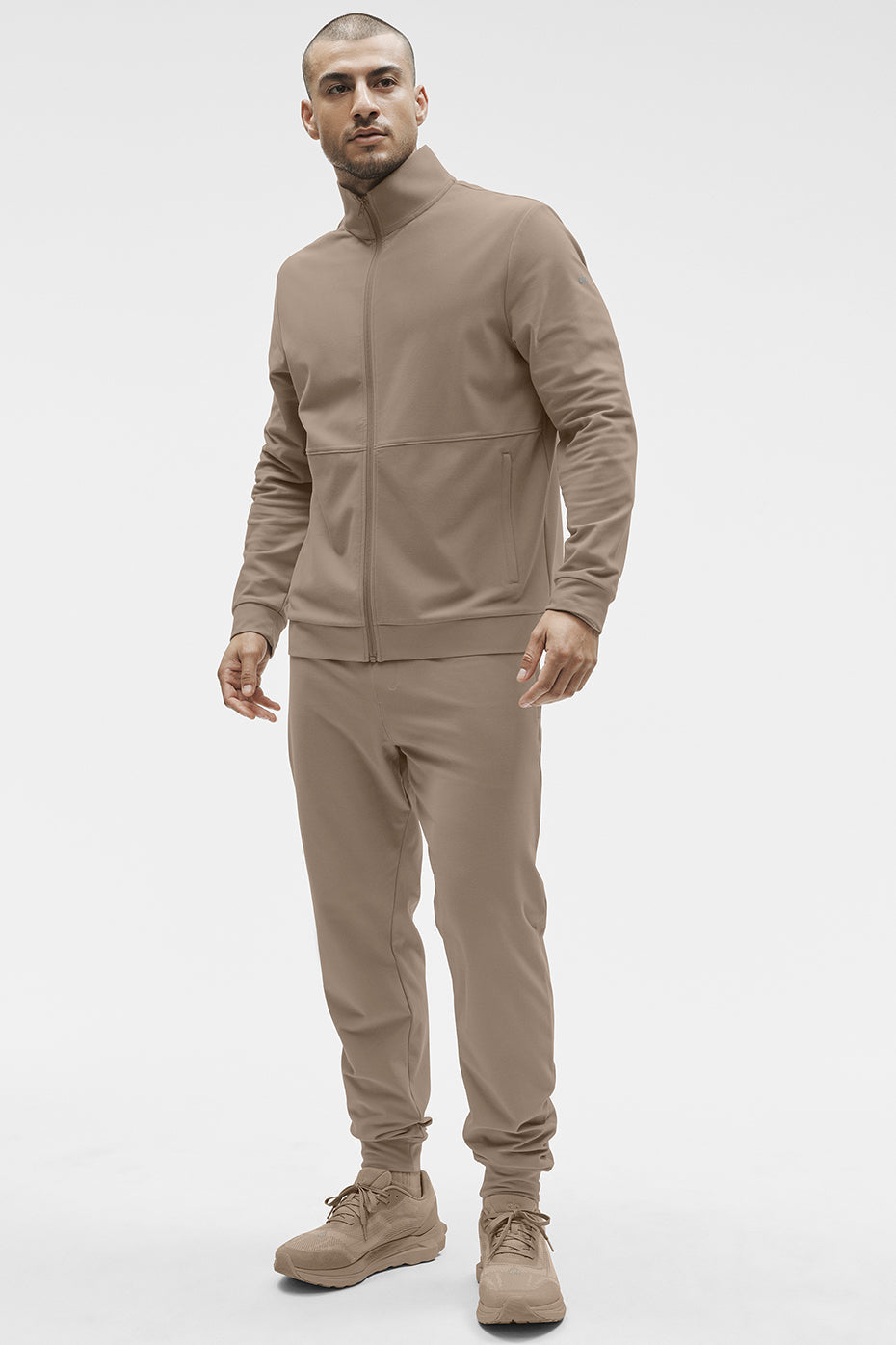 Alo Yoga Conquer Max Mock Neck Full Zip - Gravel