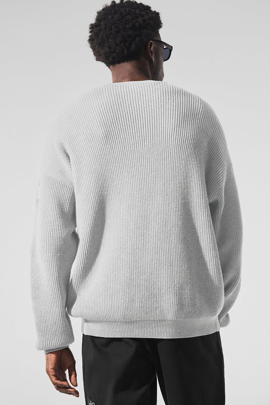 Alo Yoga Domain Rib Knit Crew Sweater - Athletic Heather Grey
