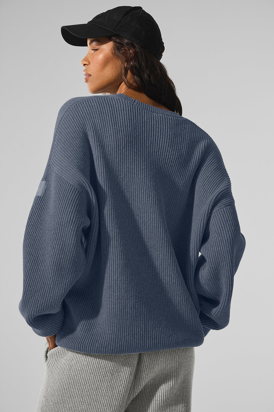Alo Yoga Domain Rib Knit Crew Sweater - Bluestone
