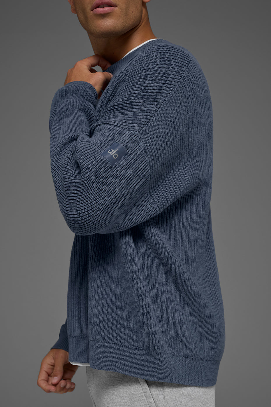 Alo Yoga Domain Rib Knit Crew Sweater - Bluestone