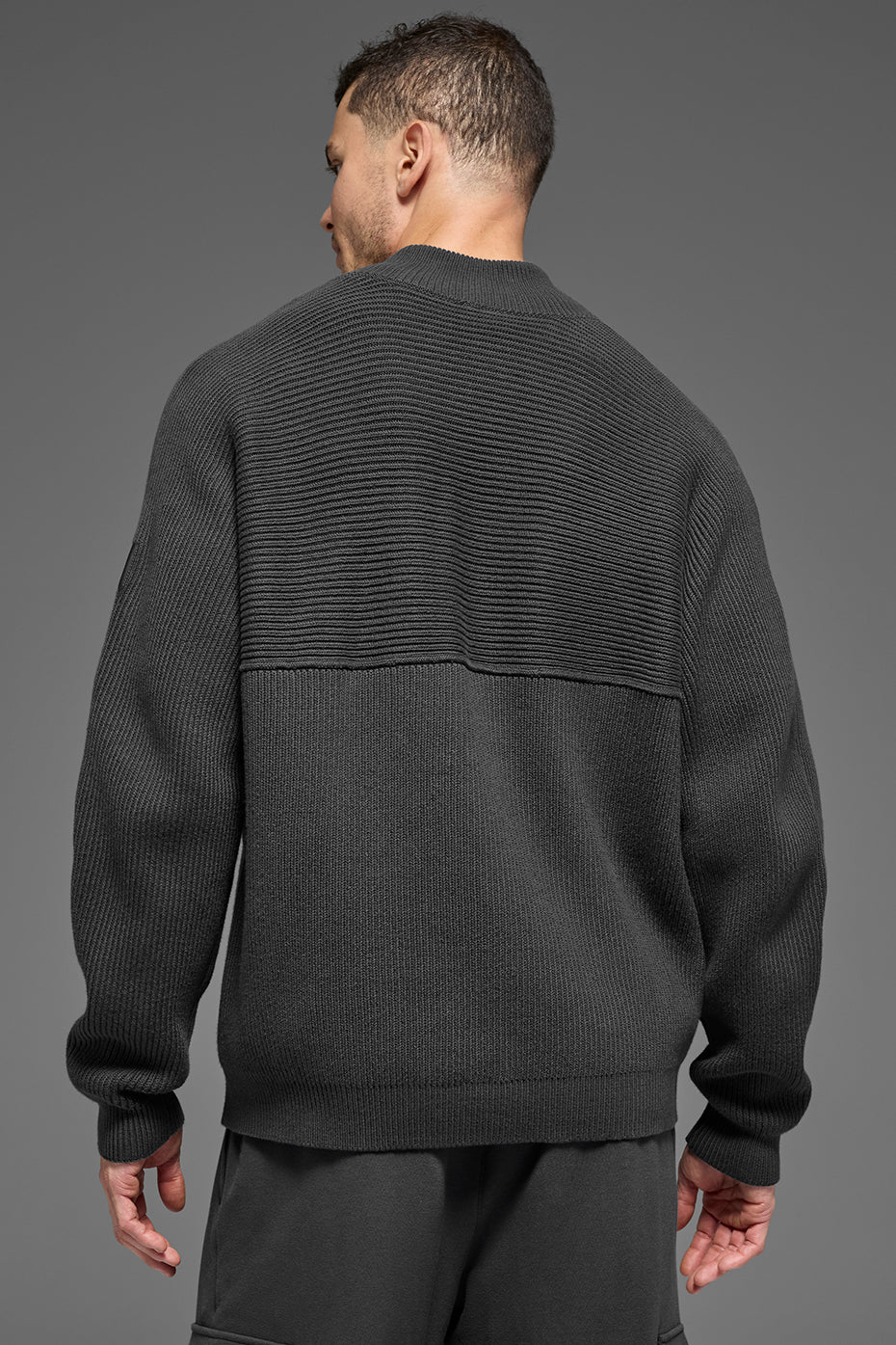 Alo Yoga Domain Shift Rib Knit 1/4 Zip Sweater - Anthracite