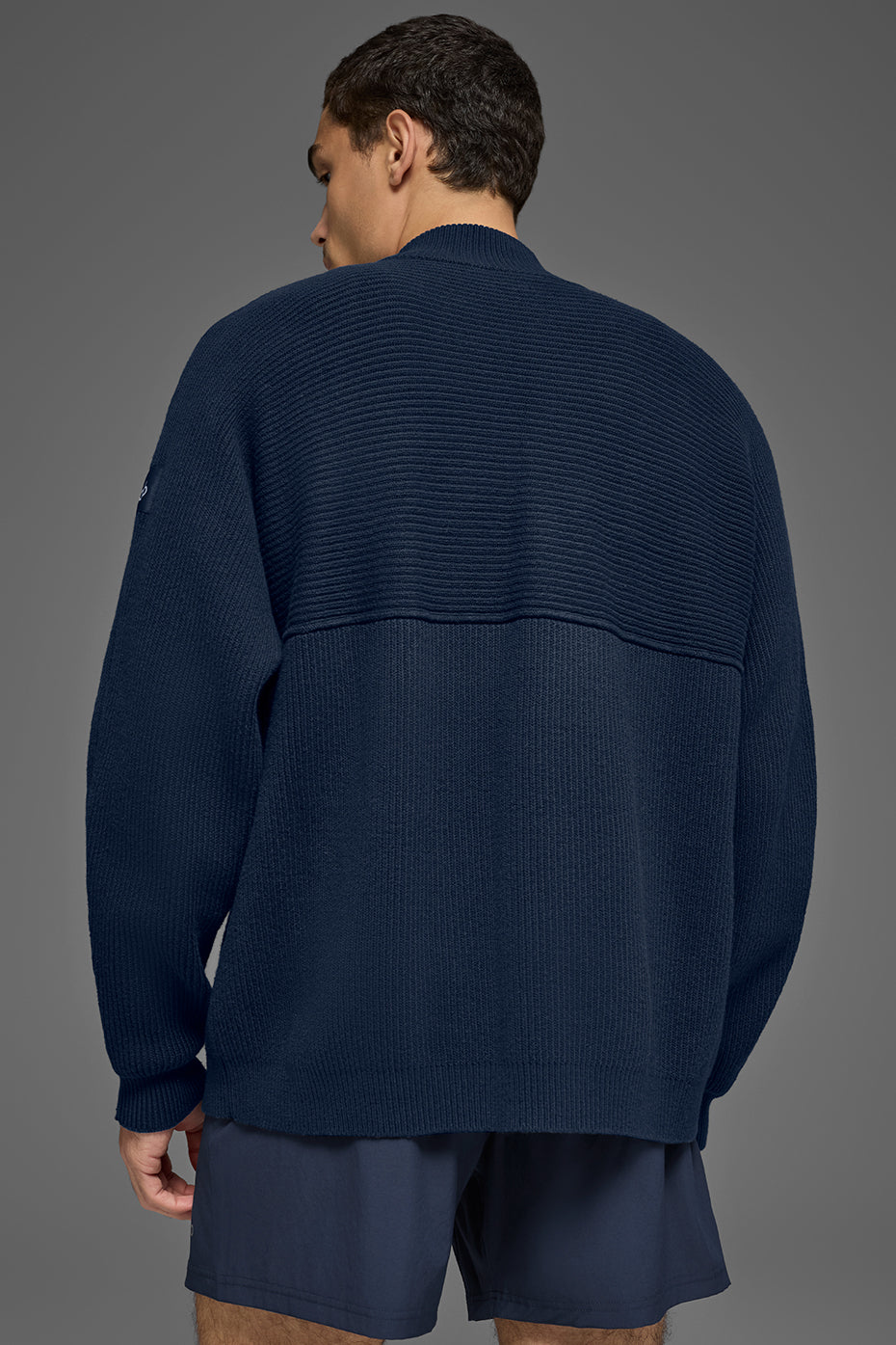 Alo Yoga Domain Shift Rib Knit 1/4 Zip Sweater - Navy