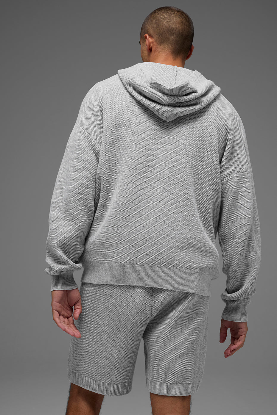 Alo Yoga Sports Club Sweater Knit Hoodie - Athletic Heather Grey