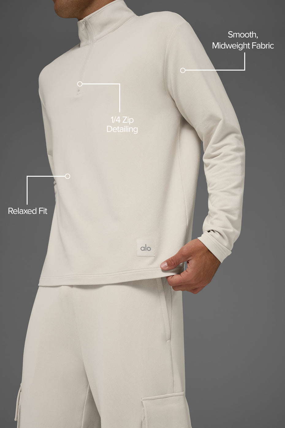 Alo Yoga Double Take Long Sleeve 1/4 Zip - Bone