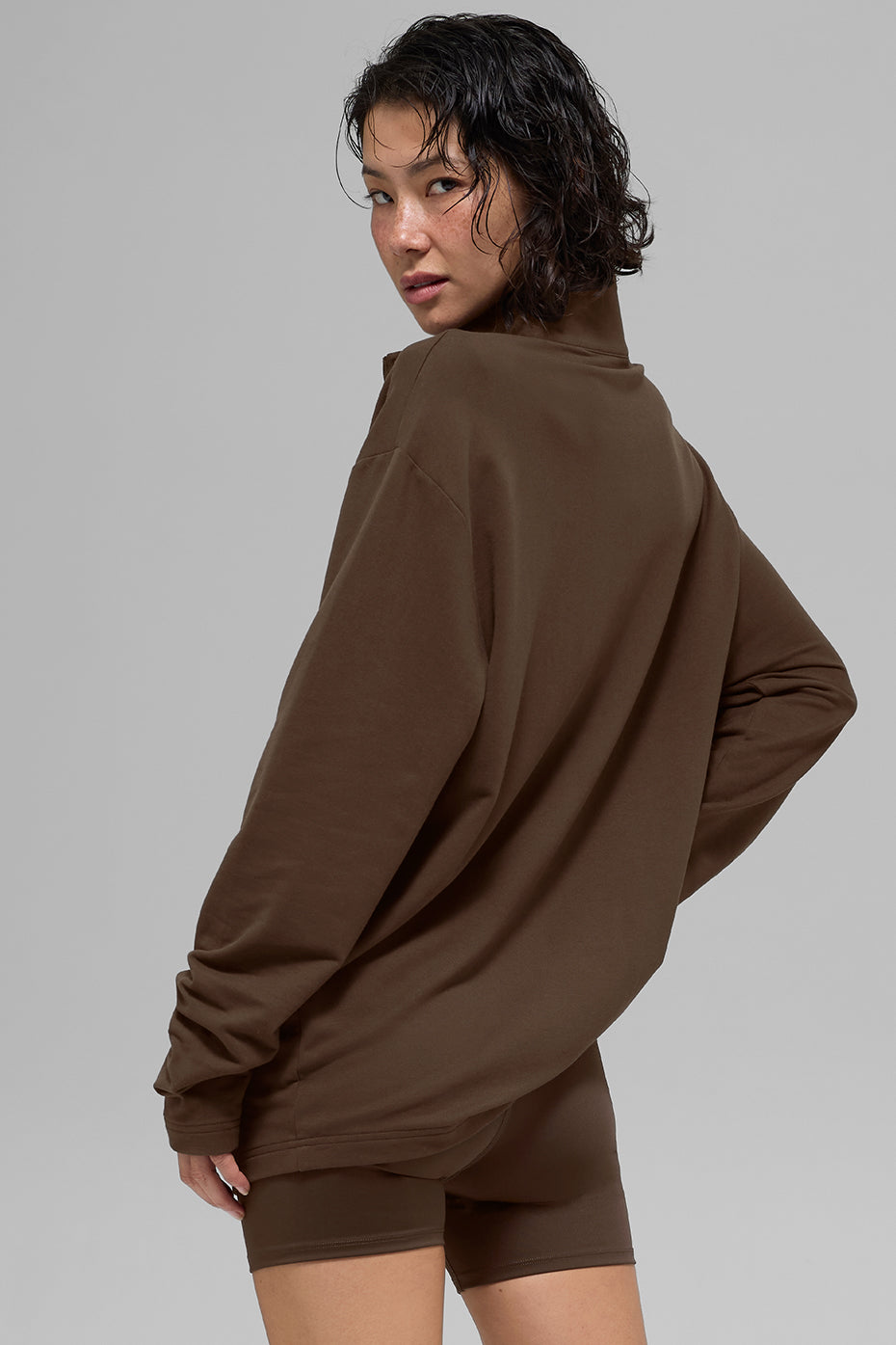 Alo Yoga Double Take Long Sleeve 1/4 Zip - Espresso