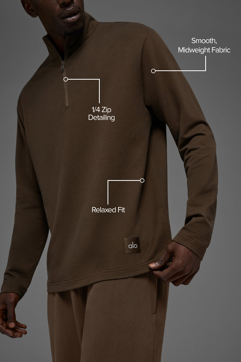 Alo Yoga Double Take Long Sleeve 1/4 Zip - Espresso