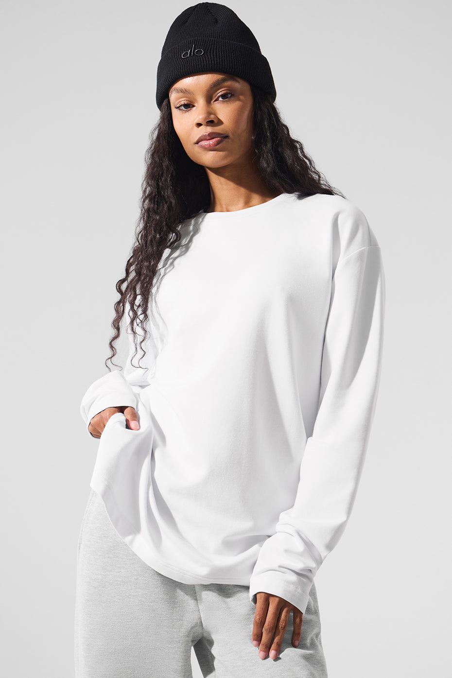 Alo Yoga Double Take Long Sleeve Crew - White