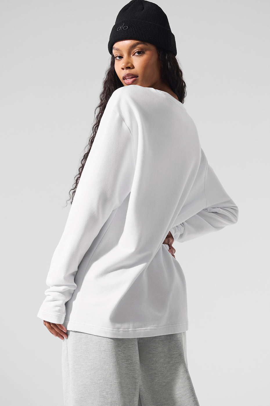 Alo Yoga Double Take Long Sleeve Crew - White