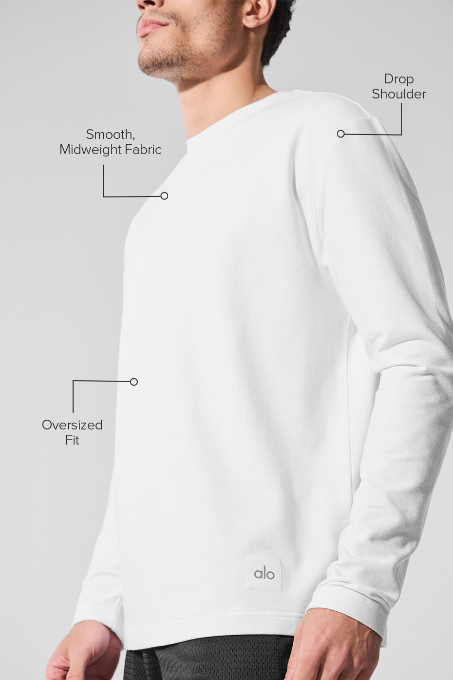 Alo Yoga Double Take Long Sleeve Crew - White