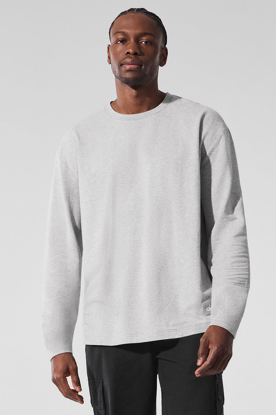 Alo Yoga Double Take Long Sleeve Crew - Athletic Heather Grey