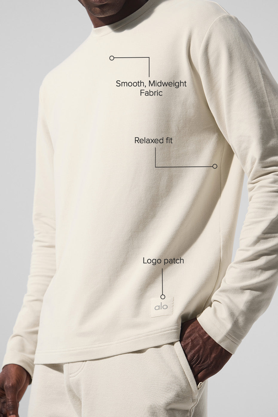 Alo Yoga Double Take Long Sleeve Crew - Bone