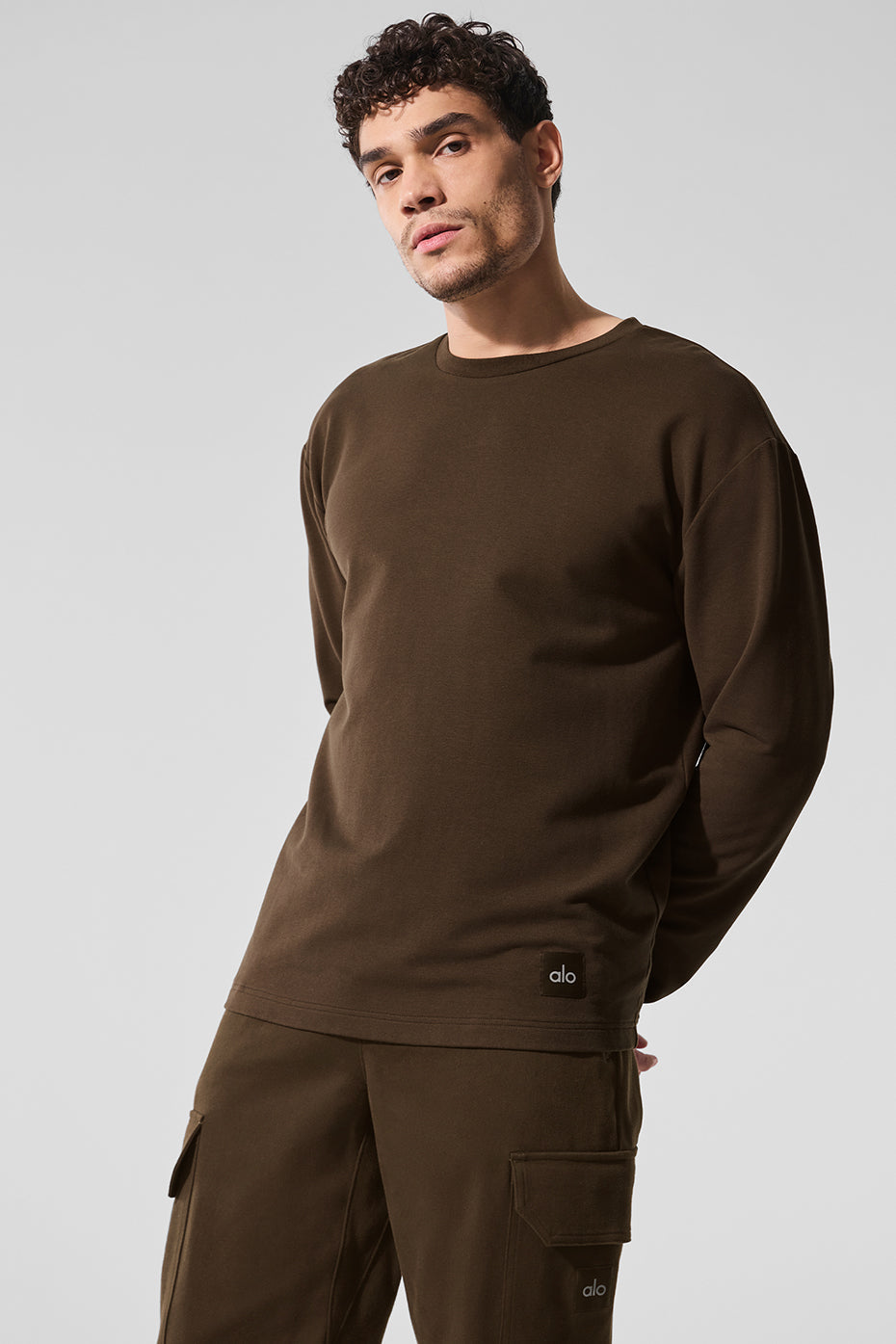 Alo Yoga Double Take Long Sleeve Crew - Espresso