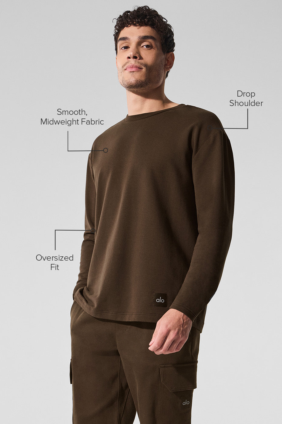 Alo Yoga Double Take Long Sleeve Crew - Espresso